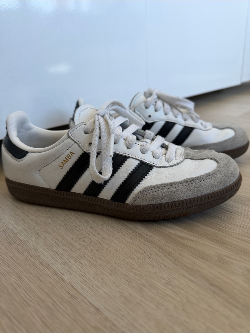 adidas Samba White Black with Gray Suede Trim